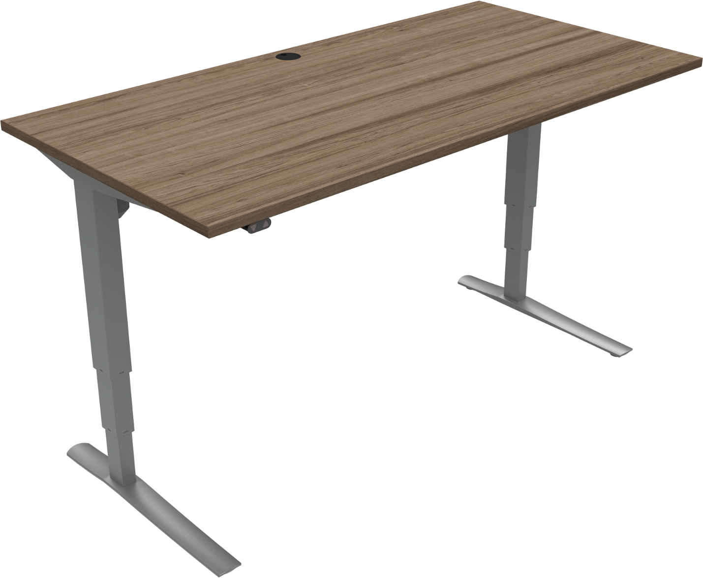 -bens Hæve- Sænkebord Zennord Rise Rest Justerbart Skrivebord Valnød Bordplade Sølv Stel 65-125   160ã 80