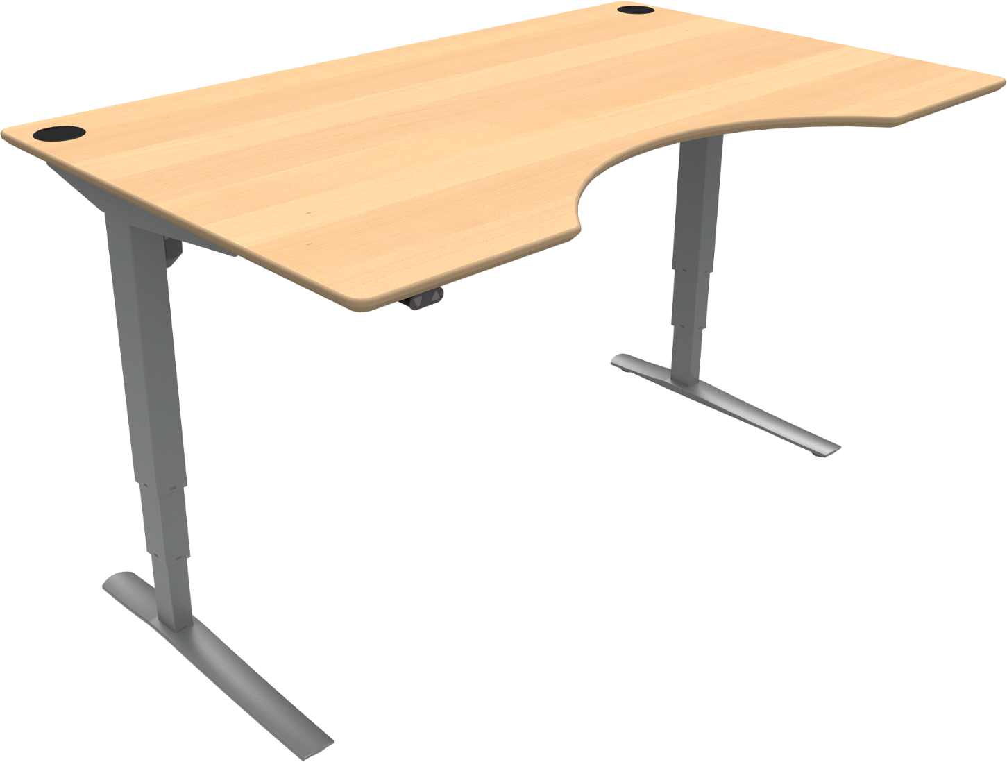 Hæve-sænkebord  -bens Zennord Rise Rest Med Centerudskæring Højdejusterbart 65-125   160ã 100   Natur Sølv
