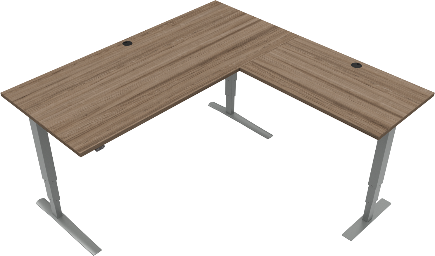 Hæve- Sænkebord Tre-bens Firkantet Zennord Rise Rest Valnød Melamin 180x180 Højde 65-125