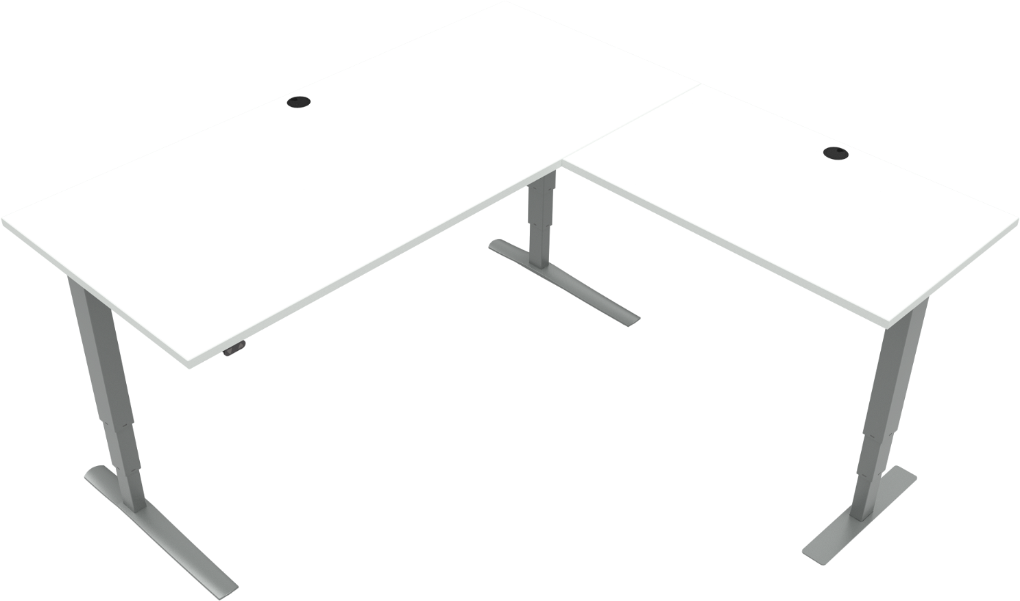 Firkantet Tre-bens Hæve- Sænkebord Zennord Rise Rest   Hvid Sølv 180x180   Melamin