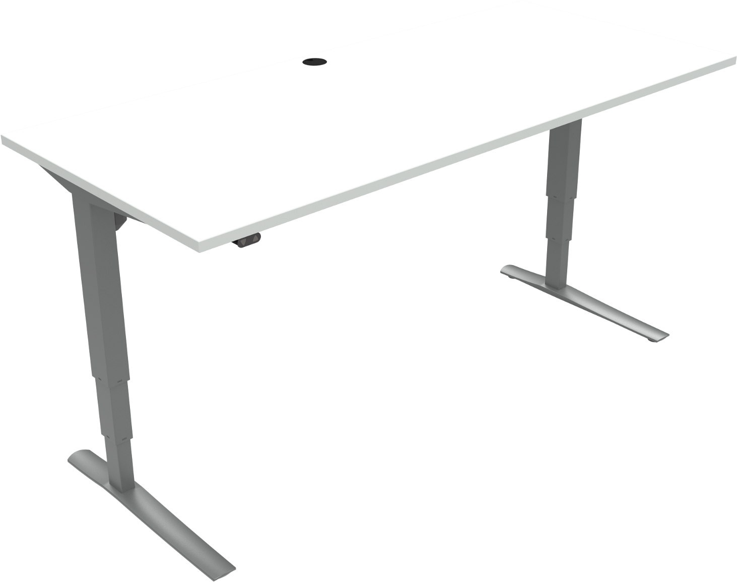 Hæve- Sænkebord Zennord Rise Rest  -bens Firkantet Skrivebord 180x80   Hvid Sølv