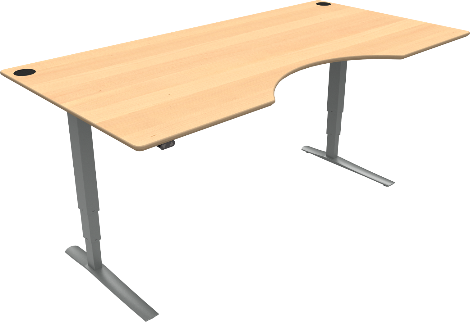 -bens Hæve- Sænkebord Sit- Ståbord Zennord Rise Rest Med Centerudskæring 200x100   Natur Sølv