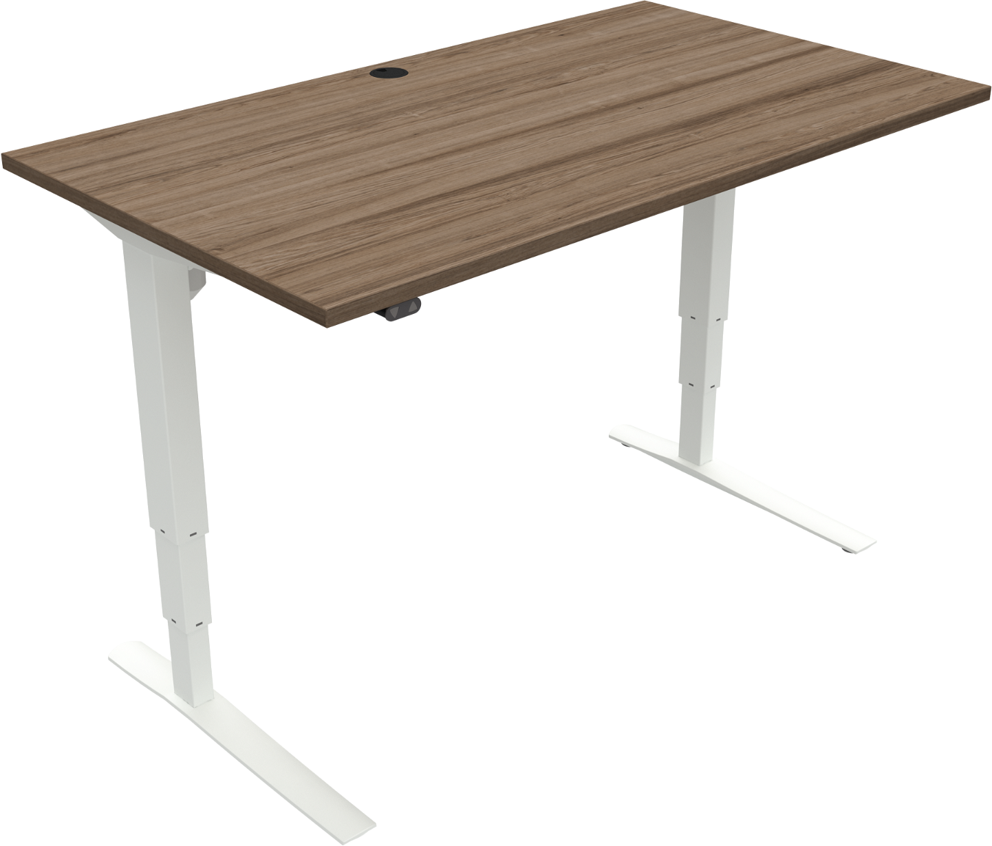 -bens Hæve- Sænkebord Zennord Rise Rest Justerbart Valnødmelamin Mørk Natur Hvid 140x80