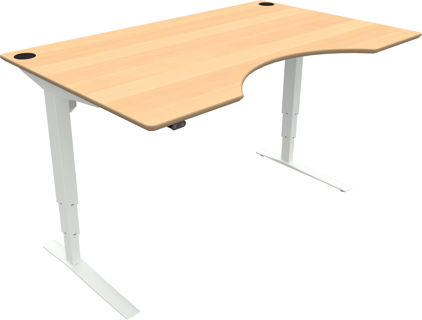 -bens Hæve- Sænkebord Skrivebord Med Centerudskæring Zennord Rise Rest 160x100   Højde 65-125   Natur Hvid