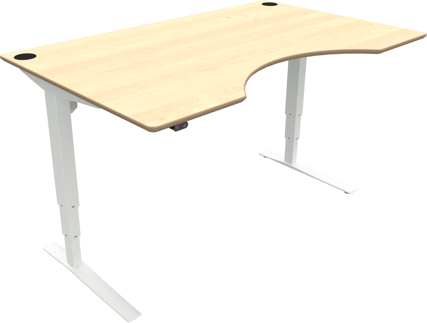 -bens Hæve- Sænkebord Zennord Rise Rest 501-43 Med Centerudskæring  Justerbart 65-125    160x100   Ahorn Hvid