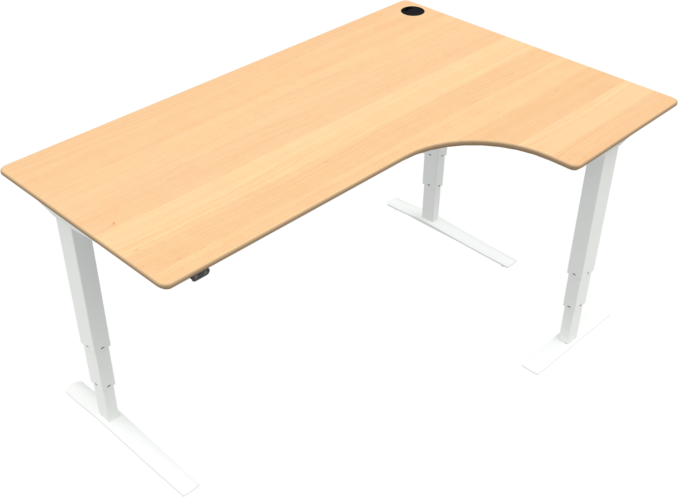 -formet  -bens Hæve-sænkebord Stå-siddende Skrivebord Zennord Rise Rest Natur Hvid 65-125