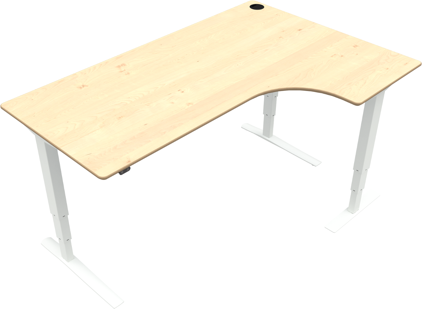 -bens Højrevendt  -formet Hæve- Sænkebord Zennord Rise Rest 180x120   Natur Hvid Ergonomisk Kontorbord