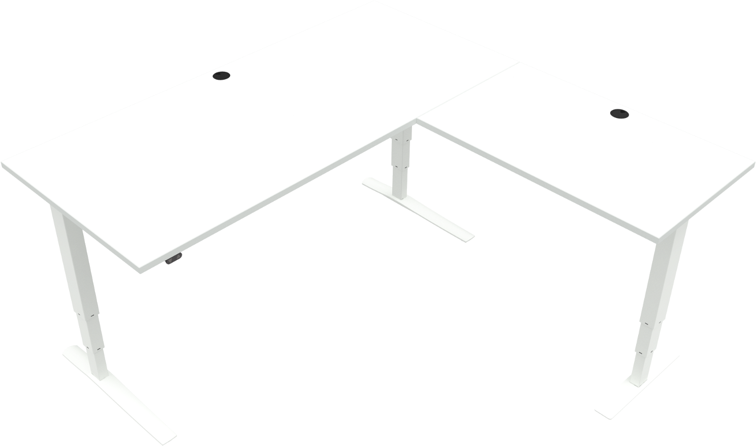 Tre-bens Hæve- Sænkebord Zennord Rise Rest Firkantet Mfc Skrivebord 180x180   Hvid