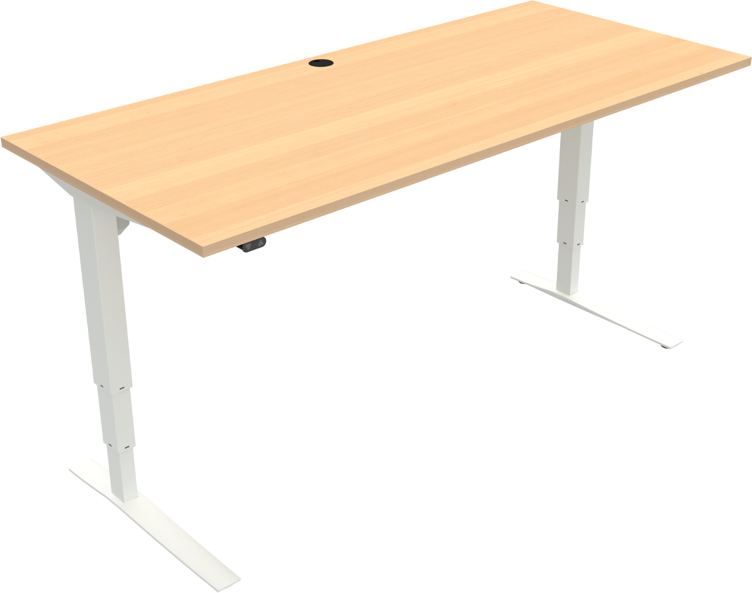 -bens Hæve- Sænkebord Højdejusterbart Skrivebord Zennord Rise Rest Firkantet Bøg Natur Hvid H65-125   B180   D80