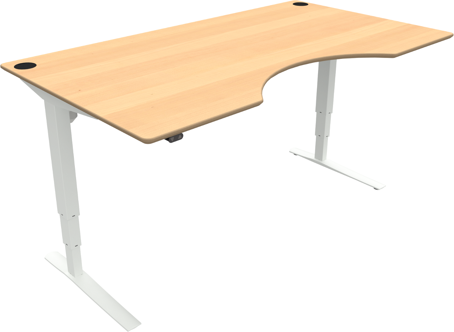 -bens Hæve- Sænkebord Zennord Rise Rest Højdejusterbart 65-125   Med Centerudskæring 180x100   Natur Hvid Bøg