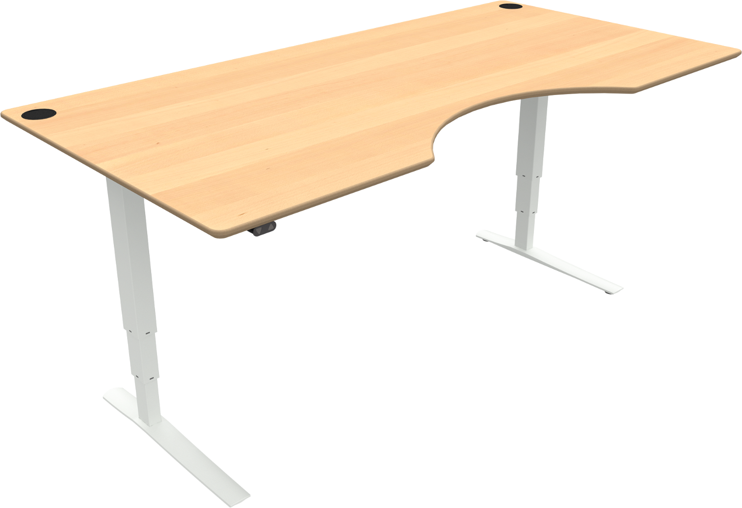 -bens Hæve- Sænkebord Zennord Rise Rest Centerudskæring Bøg Hvid 65-125   Ergonomisk Kontormøbel