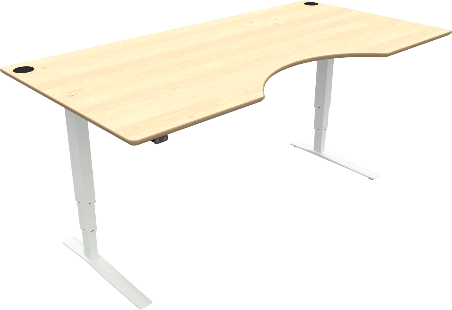 -bens Hæve- Sænkebord Zennord Rise Rest Med Centerudskæring   Ahorn   Hvid 200x100