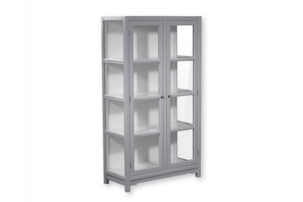 Barsø Vitrineskab 160x90x40   Lysgrå Hvid