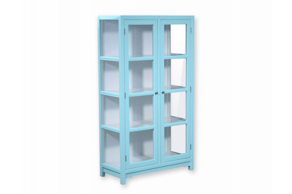 Barsø Vitrineskab 160x90x40   Pastelblå Hvid
