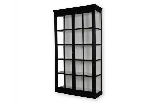 Bjørnø Vitrineskab 225x127x47   Sort Hvid