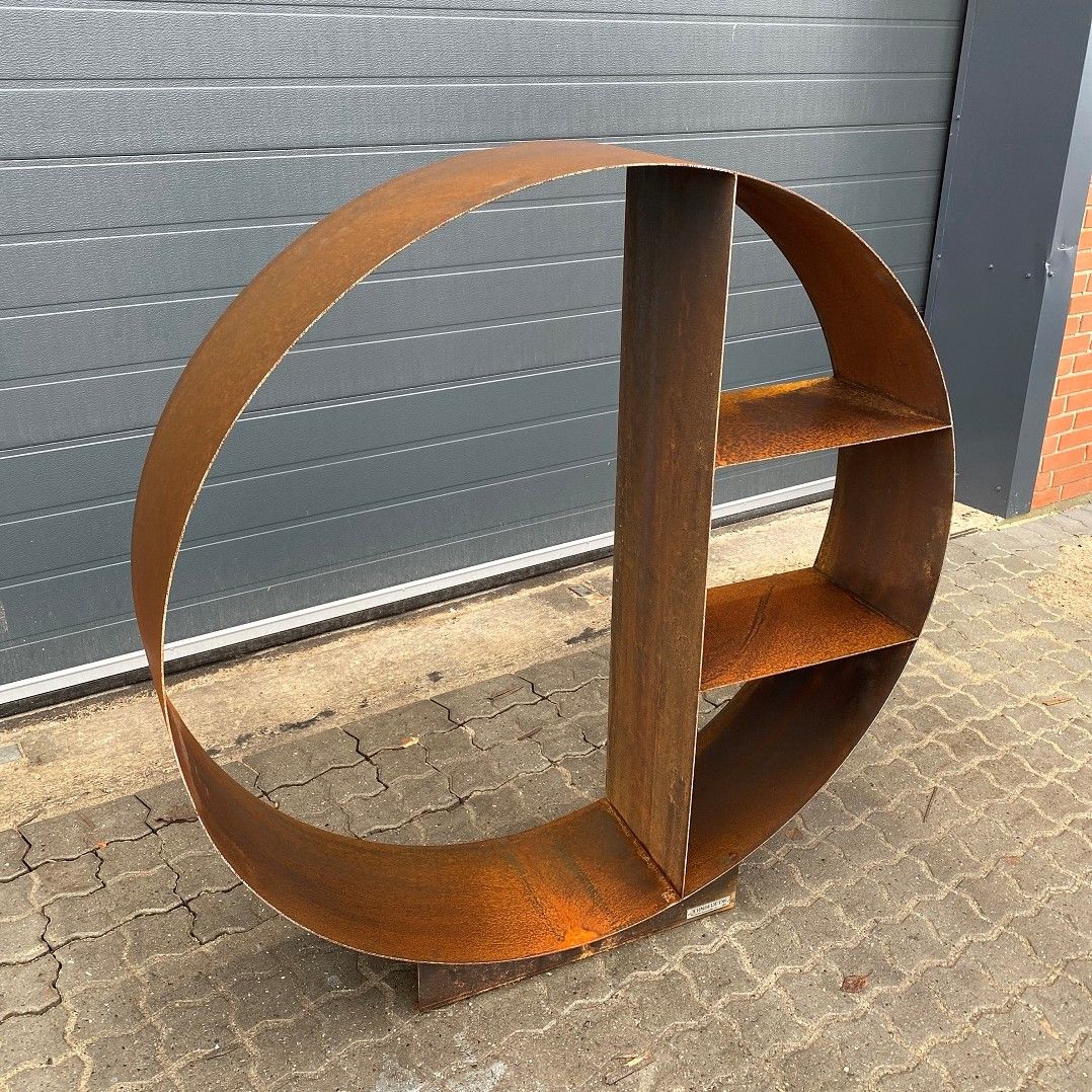 Fritstående Brændeskjul  Diameter 127cm Rust Med Skillerum