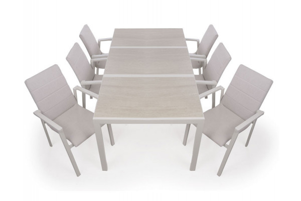 Fanø Fejø Keramik Havemøbelsæt 90x195   Gråhvid Beige