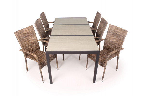Fanø Geneve Keramik Havemøbelsæt 90x195   Dusty Beige