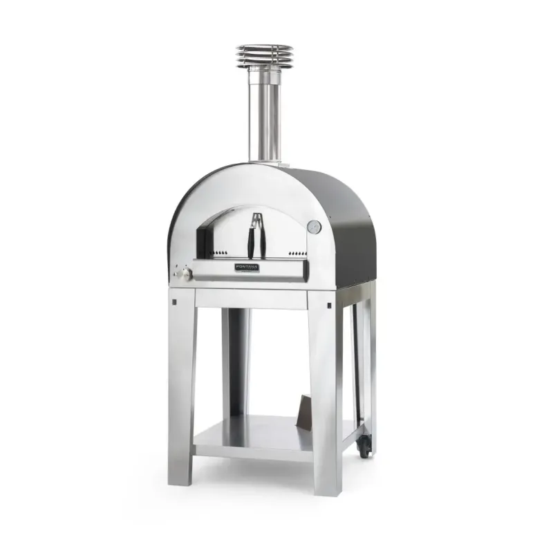 Fontana Forni Margherita Antracite Gas Pizzaovn Med Vogn