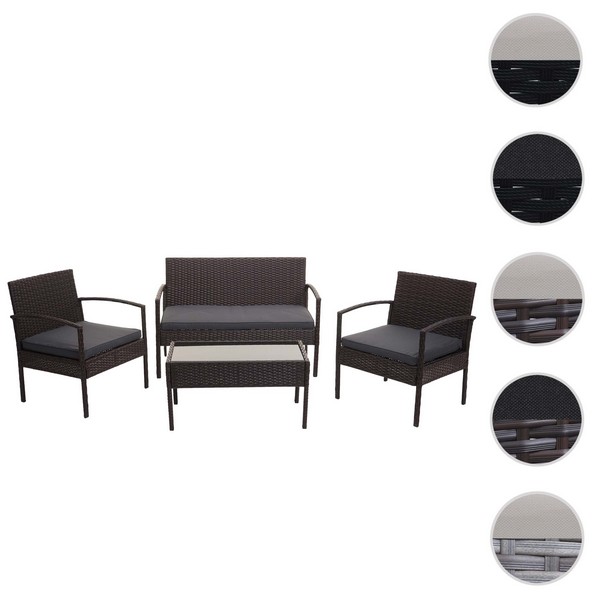 Polyrattan Loungesæt Lounge Havemøbelsæt     Dele Brun  - -