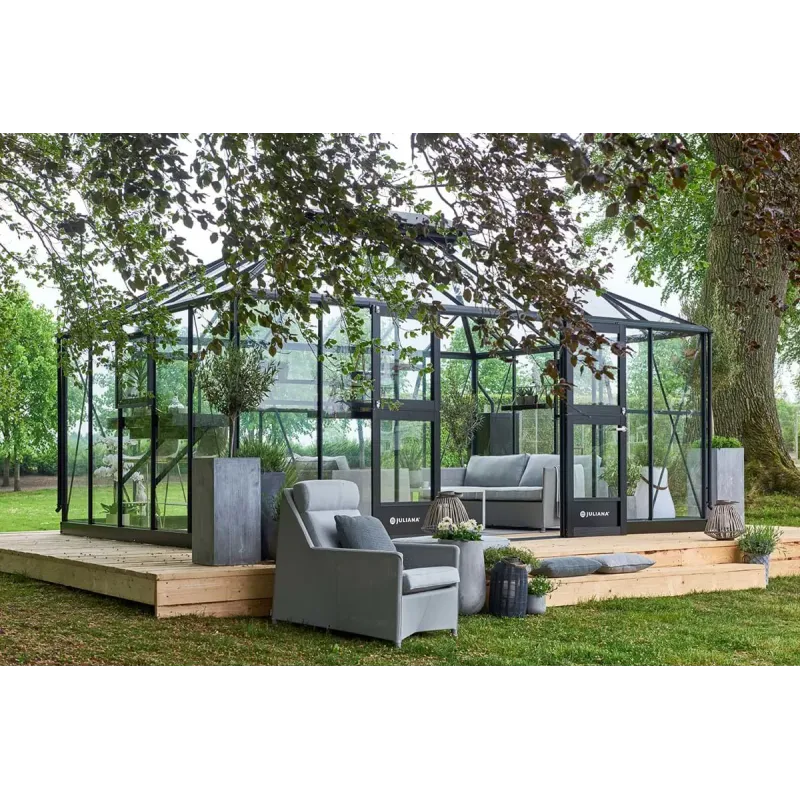 Juliana Grand Oase 18 m² - Antracit Drivhus med Hærdet Glas