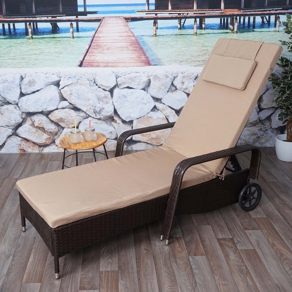 Polyrattan Aluminium Solseng Brun Luksus Solvogn   Liggestol