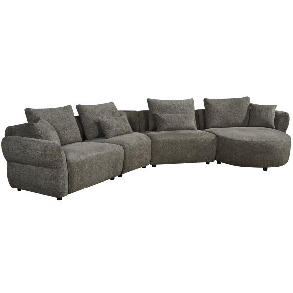 Homeville Malmø Højrevendt Stof Grå 477x150x71cm