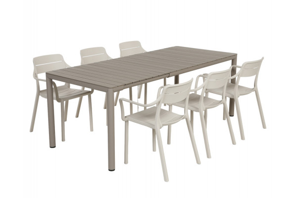 Nardi Tevere Cassia Havemøbelsæt 147-211cm Latte Sand