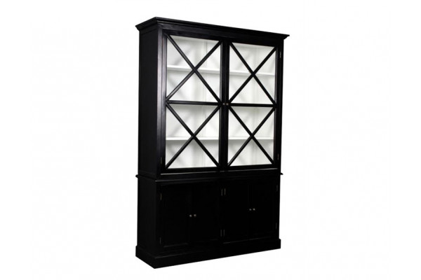 Orø Vitrineskab 211x142x46   Sort Hvid