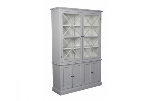 Orø Vitrineskab 211x142x46   Lysgrå Hvid