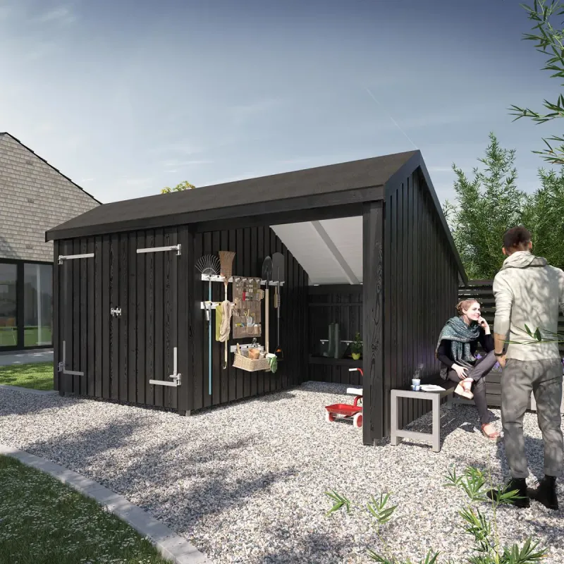 Plus Multi Havehus 10        Moduler   Dobbeltdør   åben Front Inkl  Tagpap Alulister 1675805-