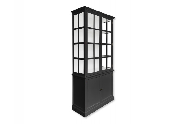Romsø Vitrineskab 220x110x45   Sort Hvid