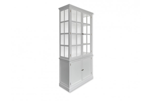 Romsø Vitrineskab 220x110x45   Lysgrå Hvid