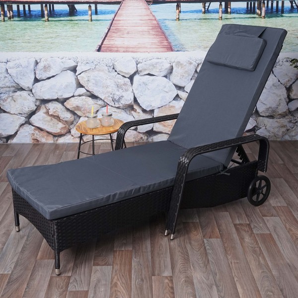 Polyrattan Aluminium Solseng Sort Luksus Solvogn Liggestol