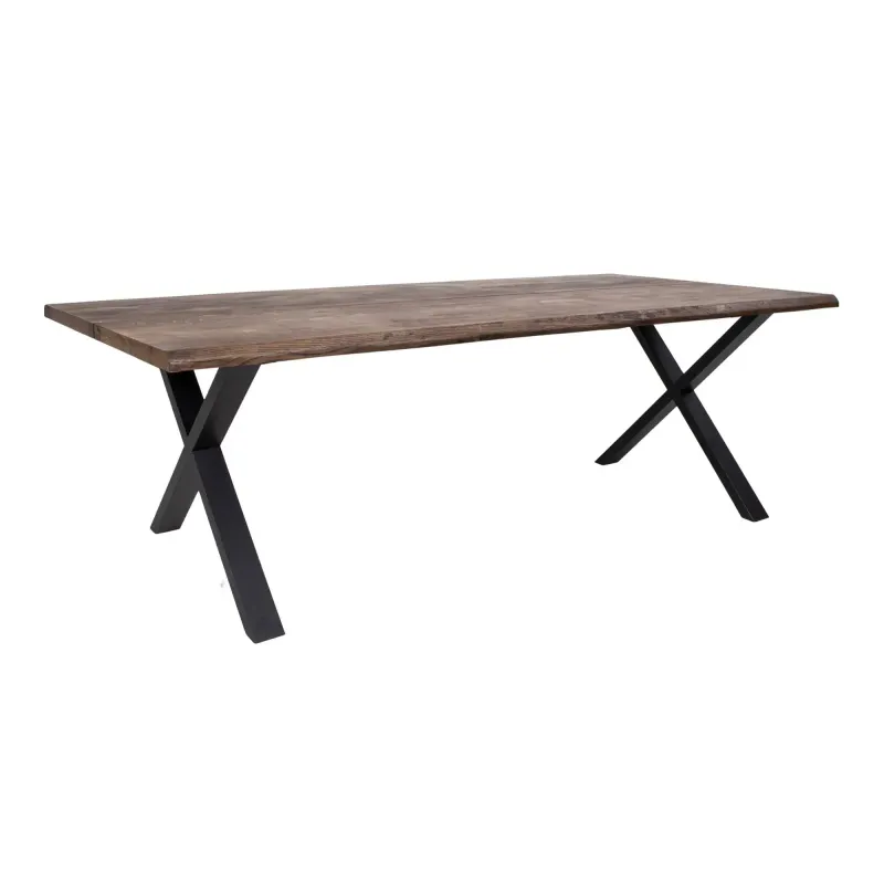 Spisebord   Smoked Olieret   Med Bølget Kant Forberedt Tillægsplader 240x95xh75cm 2201550