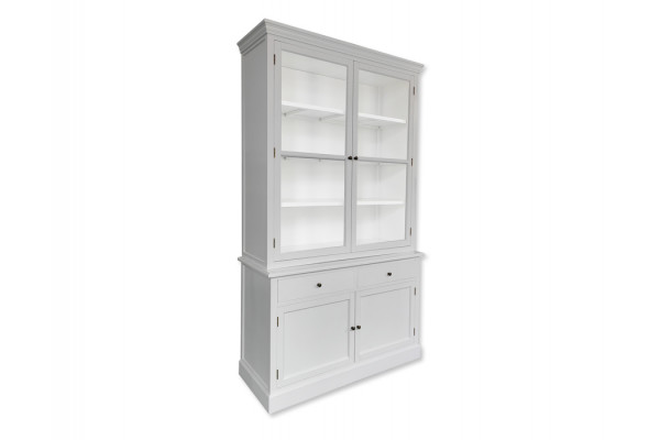 Tåsinge Vitrineskab 220x125x50   Lysgrå Hvid