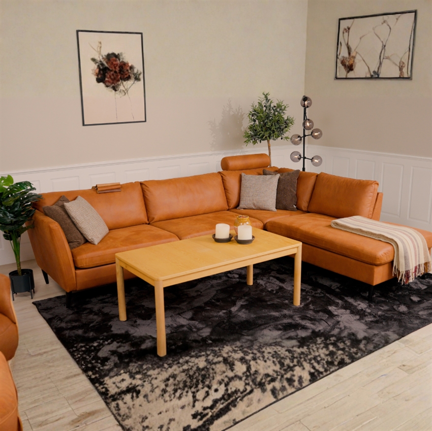 Nordic Design Jakob Sofa Med Venstrevendt Chaiselong  Cognac   Møbelsalg
