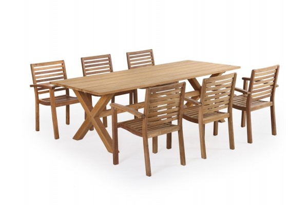 Thor Teak X-leg Pala Havemøbelsæt – Elegance til Haven