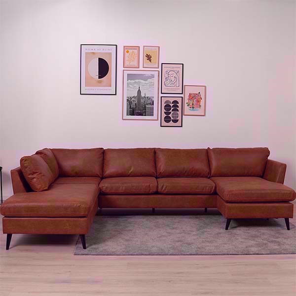 Nordic Design Jakob  -sofa Med Højrevendt Chaiselong  Cognac   Møbelsalg