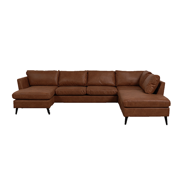 Nordic Design Jakob  -sofa Med Venstrevendt Chaiselong  Cognac   Møbelsalg