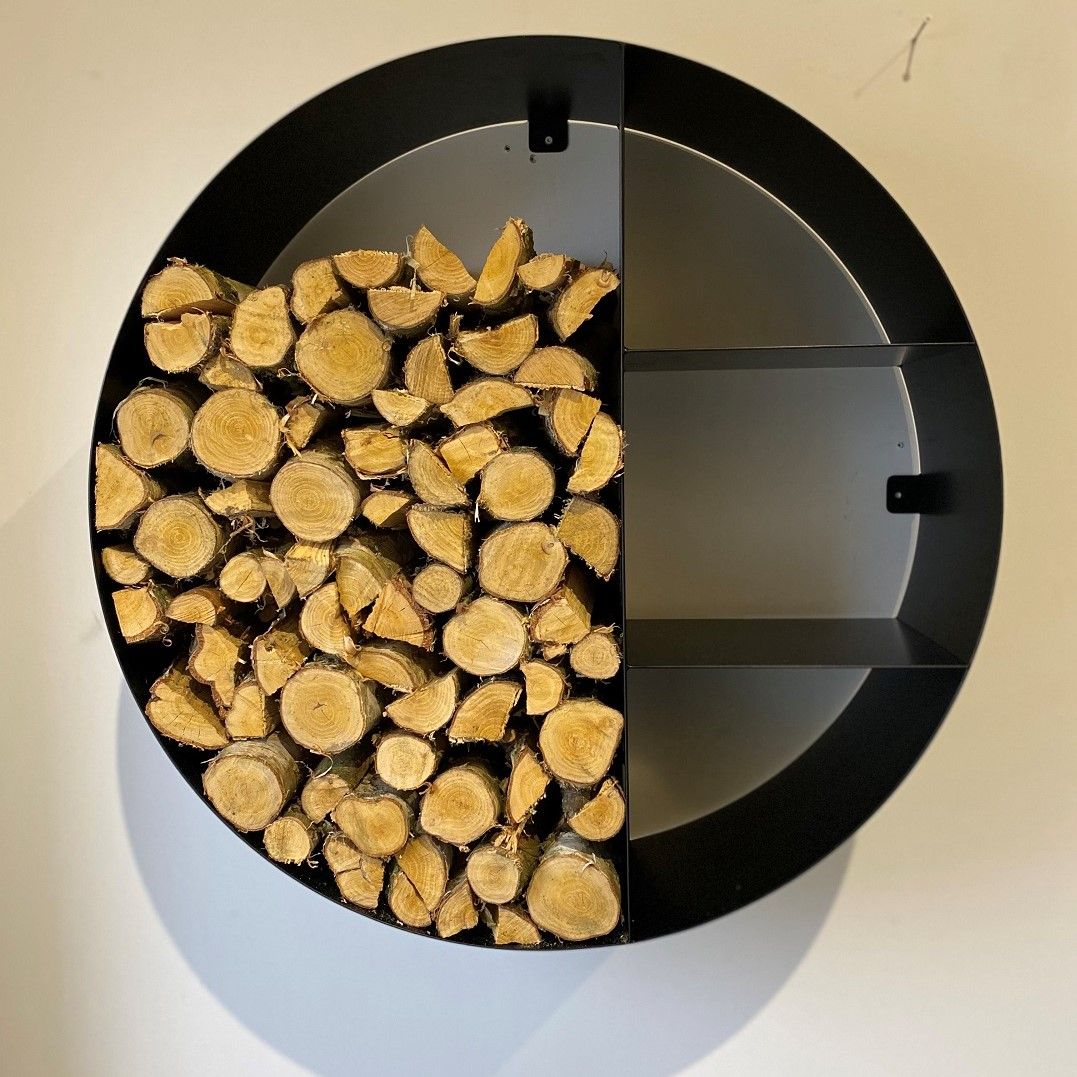 Væghængt Brændeskjul  Diameter 95cm Rust Med Skillerum