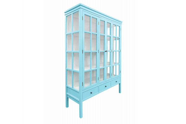 Venø Vitrineskab 175x130x45   Lysgrå Hvid