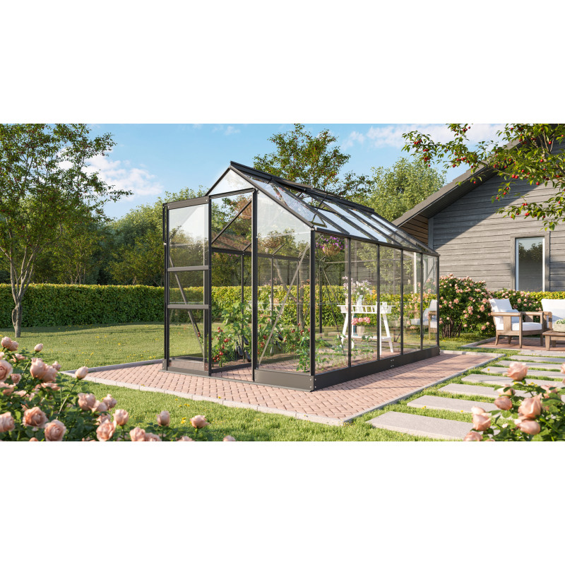 Vitavia Apollo 6200 Drivhus med Sort Delt Glas og Sokkel