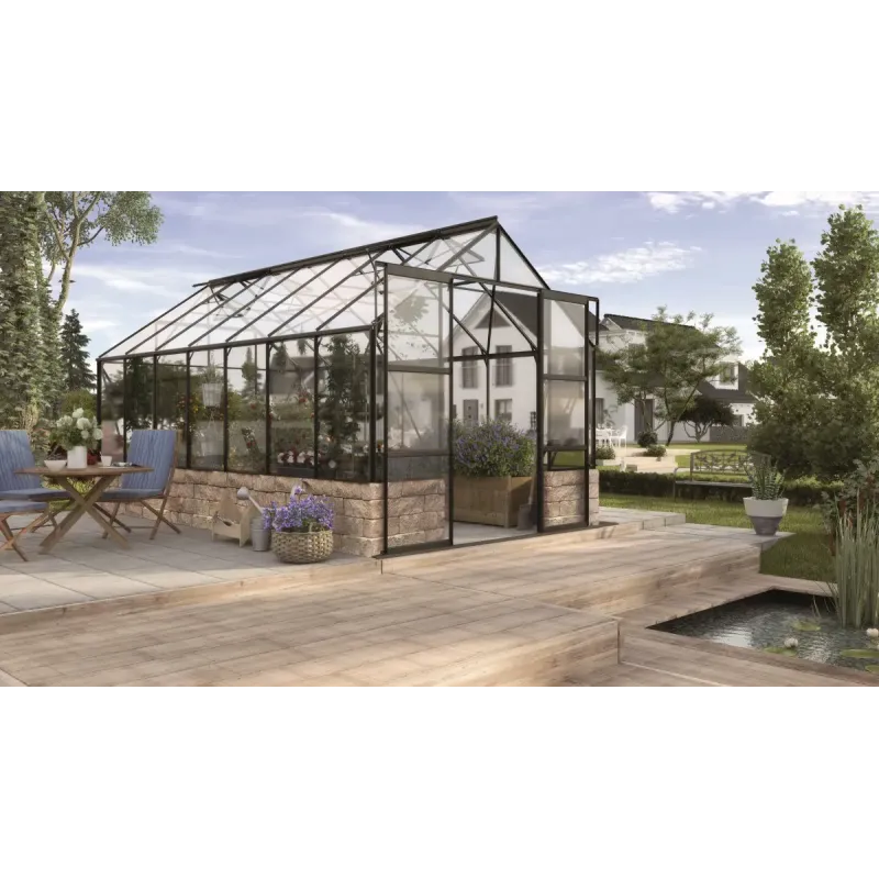 Vitavia Cassandra Drivhus i Sort med Hærdet Glas 3mm