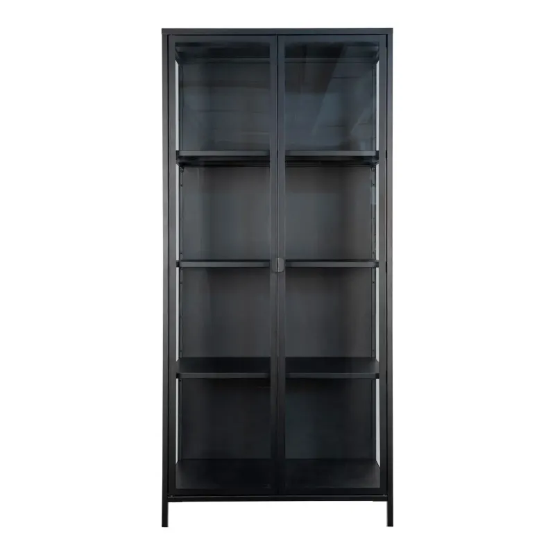 Vitrineskab   Sort Med Glaslåger 35x80x175   3001040