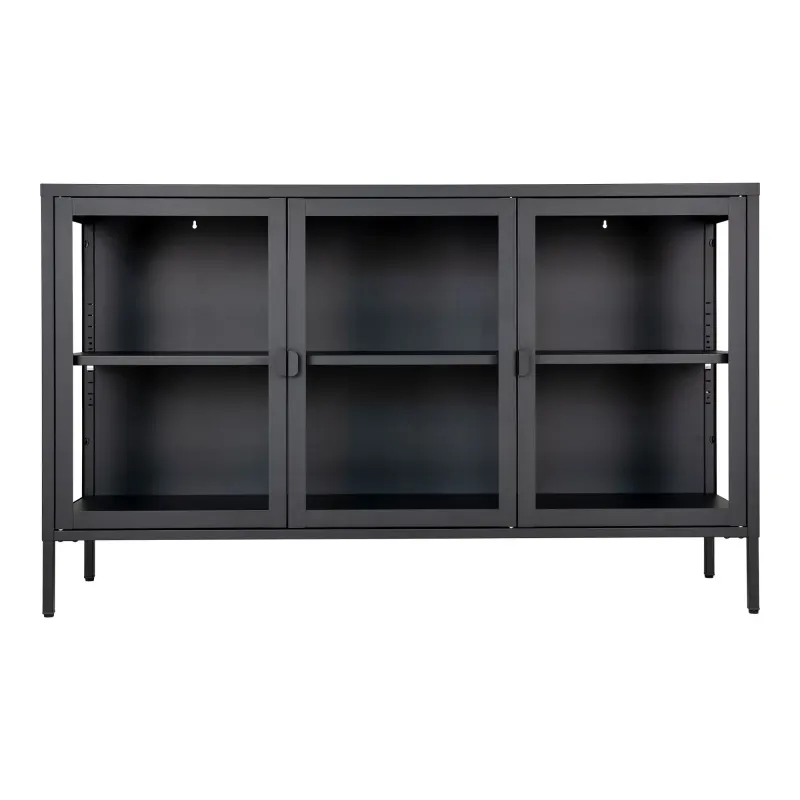 Vitrineskab   Sort Med Glaslåger 40x140x85   3001050