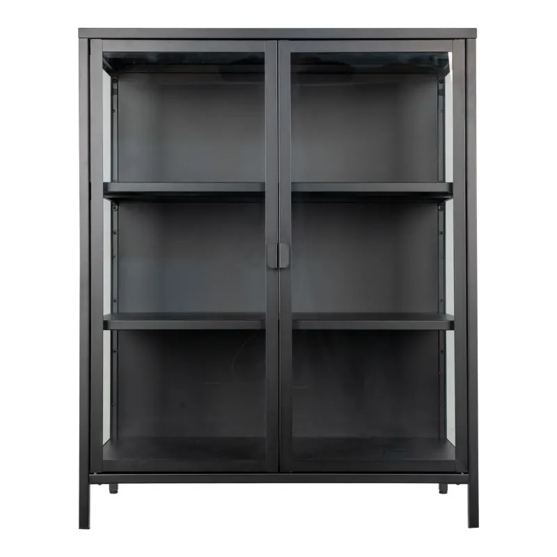 Vitrineskab   Sort Med Glaslåger 40x80x101     3001045