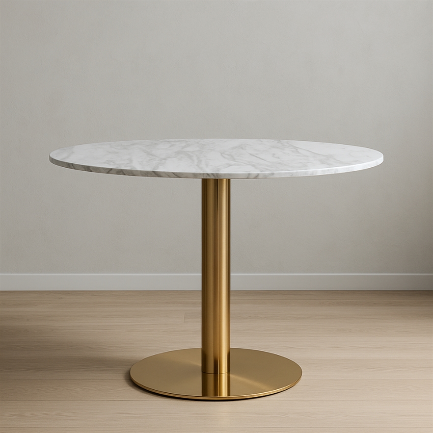 Nordic Design Cairo Spisebord Marmorlook    Ben   Messinglook 110     75     110     Møbelsalg
