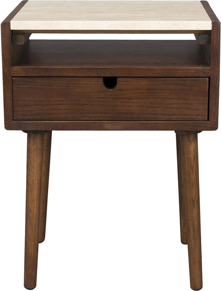 Sidebord Dutchbone Arda Småbord   Egetræ   Travertin Kaffefarvet 45x35x60