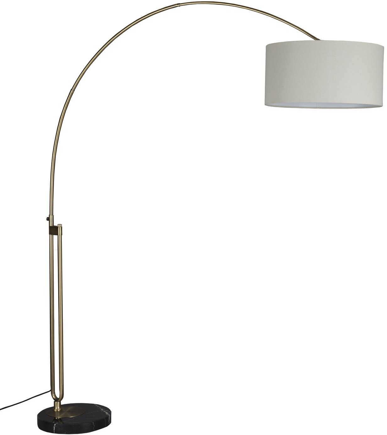 Gulvlampe Dutchbone Archie   Sølv Jern Med Sort Marmorbase   Hørskærm H212